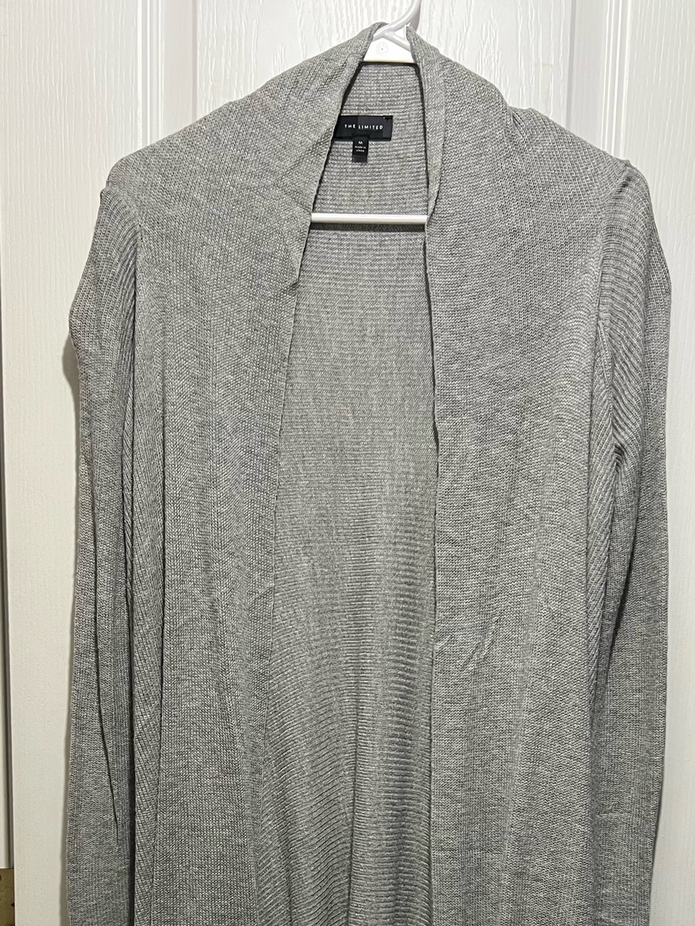 The Limited Heather Gray Ribbed Open Cardigan